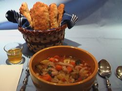 Minestrone and Homemade Herbed Breadsticks